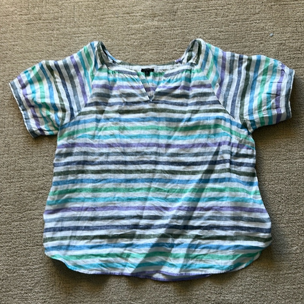 TALBOTS striped linen blouse